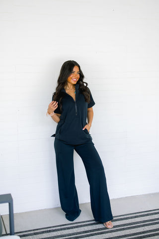 Tranquil Black Zip-Up Set