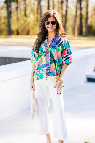 Girls Love Florals Coral Combo Top - Instyle Boutique