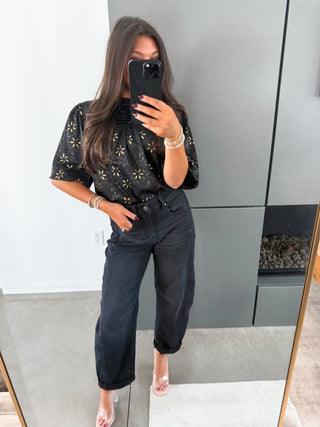 Little Black Satin Top