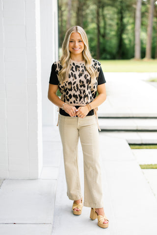 Double Take Leopard Knitted Top
