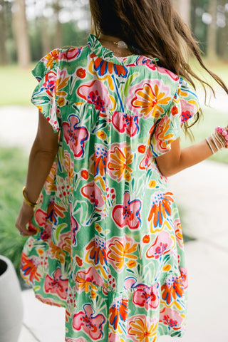 Floral Fantasy Green Dress - Instyle Boutique