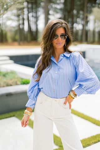 The Coastal Charm Blue Top - Instyle Boutique
