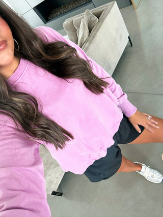 Purple Cloud Bubble Hem Pullover