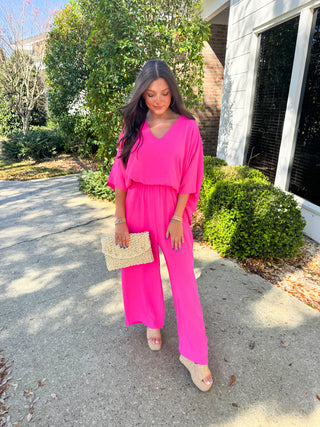 First Class Hot Pink Jumpsuit ~FINAL SALE~