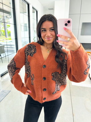 Take It Easy Tiger Cardigan Sweater