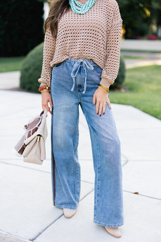 Cocoa Ribbon Denim Pants - Instyle Boutique