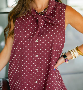 Dot & Darling Sleeveless Burgundy Dress - Instyle Boutique