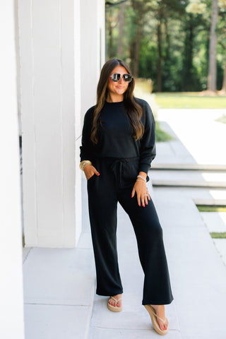 Black Cloud Wide Leg Scuba Pants - Instyle Boutique