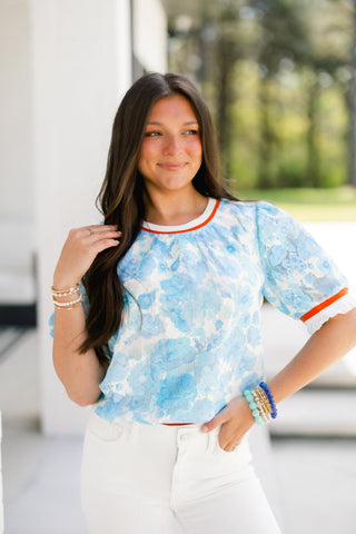 Clouds In The Sky Blue Top - Instyle Boutique