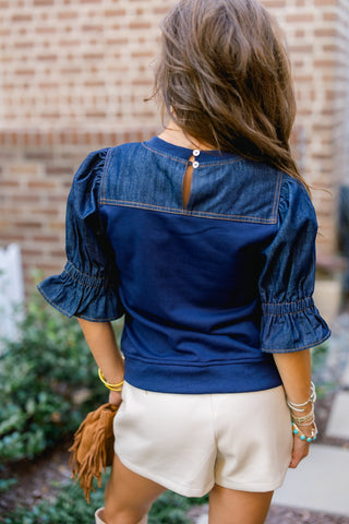 Denim Dramatics Puff Sleeve Top - Instyle Boutique