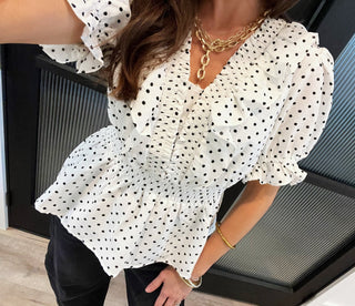 Piper Polka Dot Peplum Top - Instyle Boutique