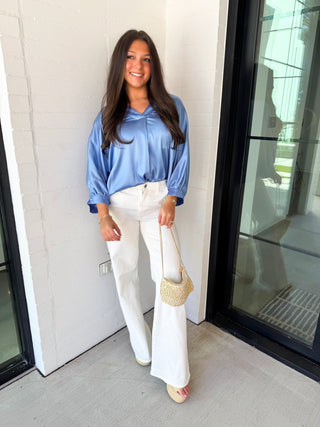 Blue Skies Ahead Silky Top - Instyle Boutique