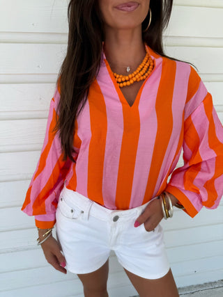 Sunset Striped Pink Top - Instyle Boutique