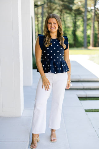 Sweetly Spotted Navy Sweater Tank - Instyle Boutique