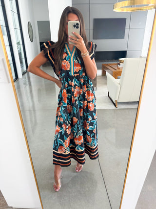 Bold Floral Black Printed Dress