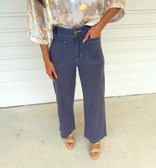 Be The One Wide Leg Cropped Denim - Charcoal - Instyle Boutique