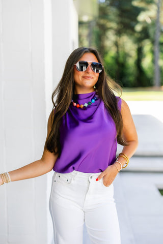 Look My Way Purple Satin Tank - Instyle Boutique