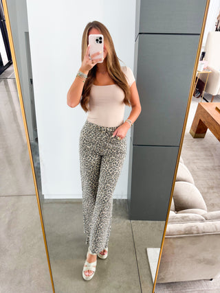 Lost In Leopard Wide Leg Denim