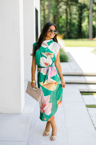 In Full Bloom Satin Dress - Instyle Boutique