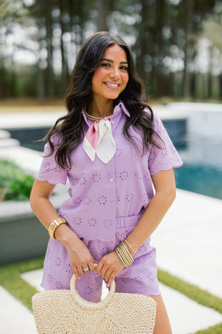 Lavender Fields Eyelet Two - Piece Set - Instyle Boutique
