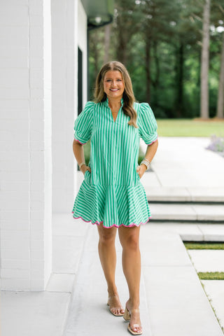 Speak Now Green Striped Dress - Instyle Boutique
