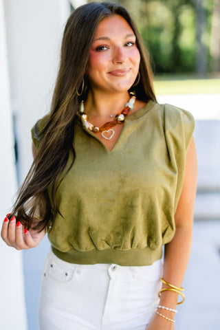 I'm Obsessed Olive Suede Top - Instyle Boutique