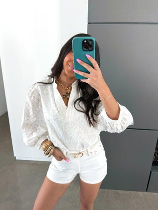 In Full Bloom Eyelet Top - Instyle Boutique