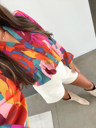 Allie Abstract Magenta Top
