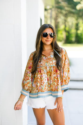 Tinley Terra Cotta Printed Top