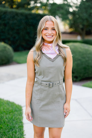 Olivia Belted Mini Dress- Olive