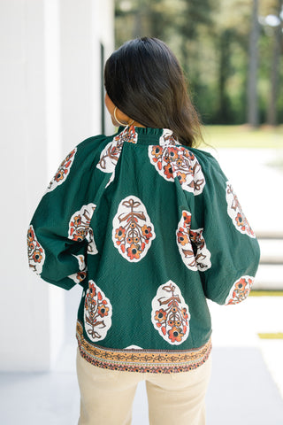 Mixed Emotions Forest Green Top