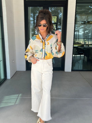 Call Me Later Yellow Printed Top - Instyle Boutique