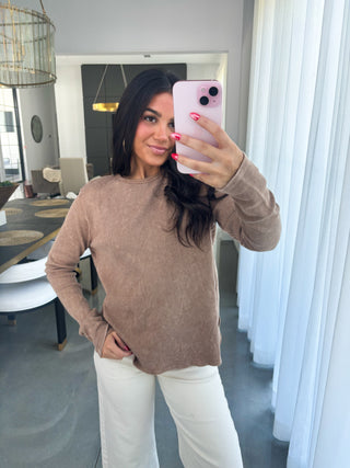Made For More Mineral Wash Open Back Top-Mocha