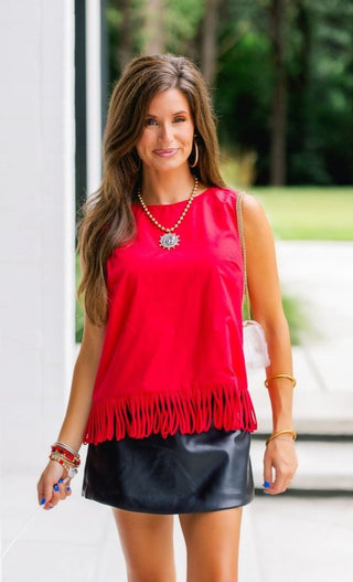 Red Fringe Sleeveless Top - Instyle Boutique