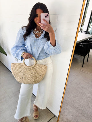 Soft Meadow Bloom Blue Top - Instyle Boutique