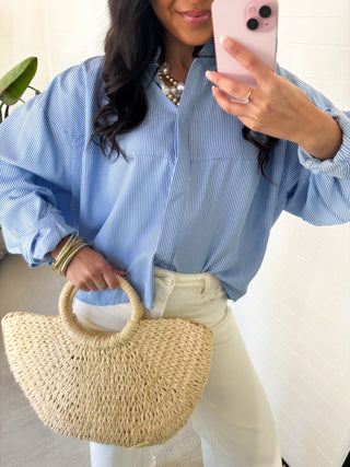 In The Moment Top - Blue - Instyle Boutique