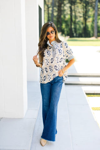 Secret Gardens Cream Embroidered Top