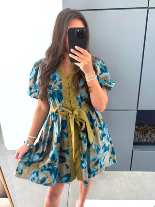 Take A Chance Olive Printed Dress - Instyle Boutique