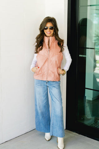 Poppy Pink Puffer Vest - Instyle Boutique
