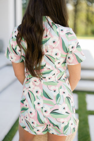 Bloom & Zip Belted Floral Romper - Instyle Boutique
