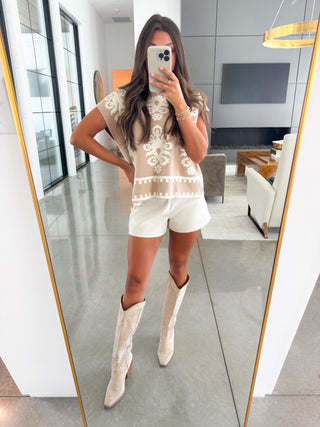 On Your Mind Taupe Printed Top