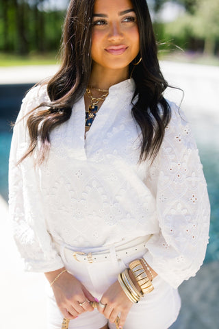 In Full Bloom Eyelet Top - Instyle Boutique