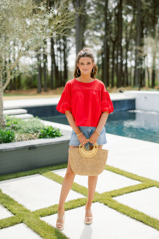 Rebel Red Puff Sleeve Top - Instyle Boutique