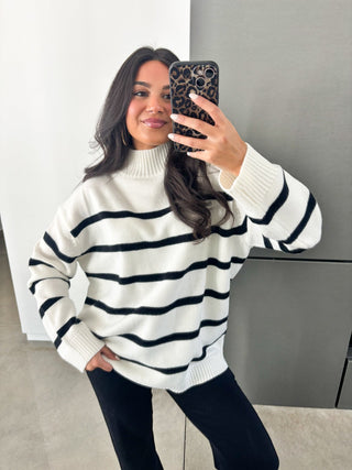 Calm Nights Cream Striped Sweater ~PINK FRIDAY DEAL~ - Instyle Boutique