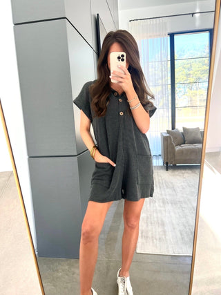 Chill Out Charcoal Romper - Instyle Boutique