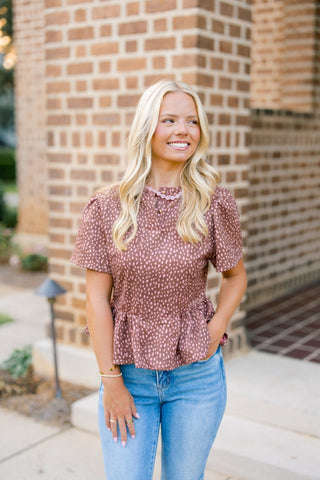 Fantastic Fawn Print Pink & Brown Top - Instyle Boutique