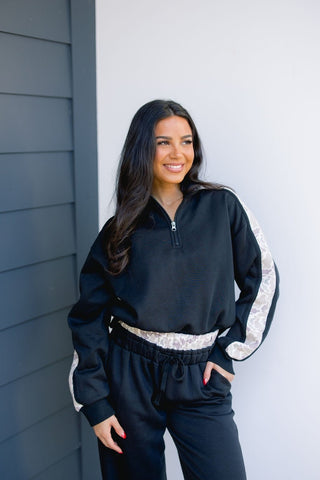 Camo Trimmed Black Set - Instyle Boutique