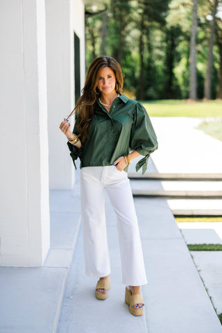 Sweet and Scalloped Olive Top - Instyle Boutique