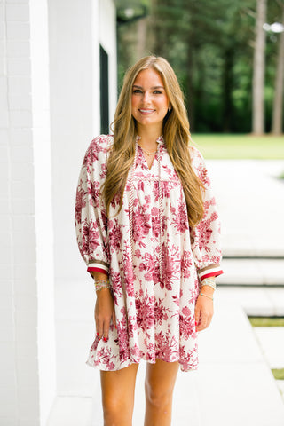 Believe Me Burgundy Floral Dress