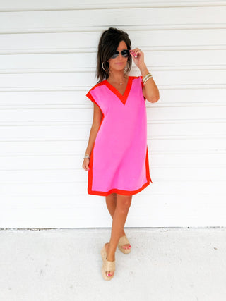Sorbet Shift – Colorblock V - Neck Mini Dress - Instyle Boutique